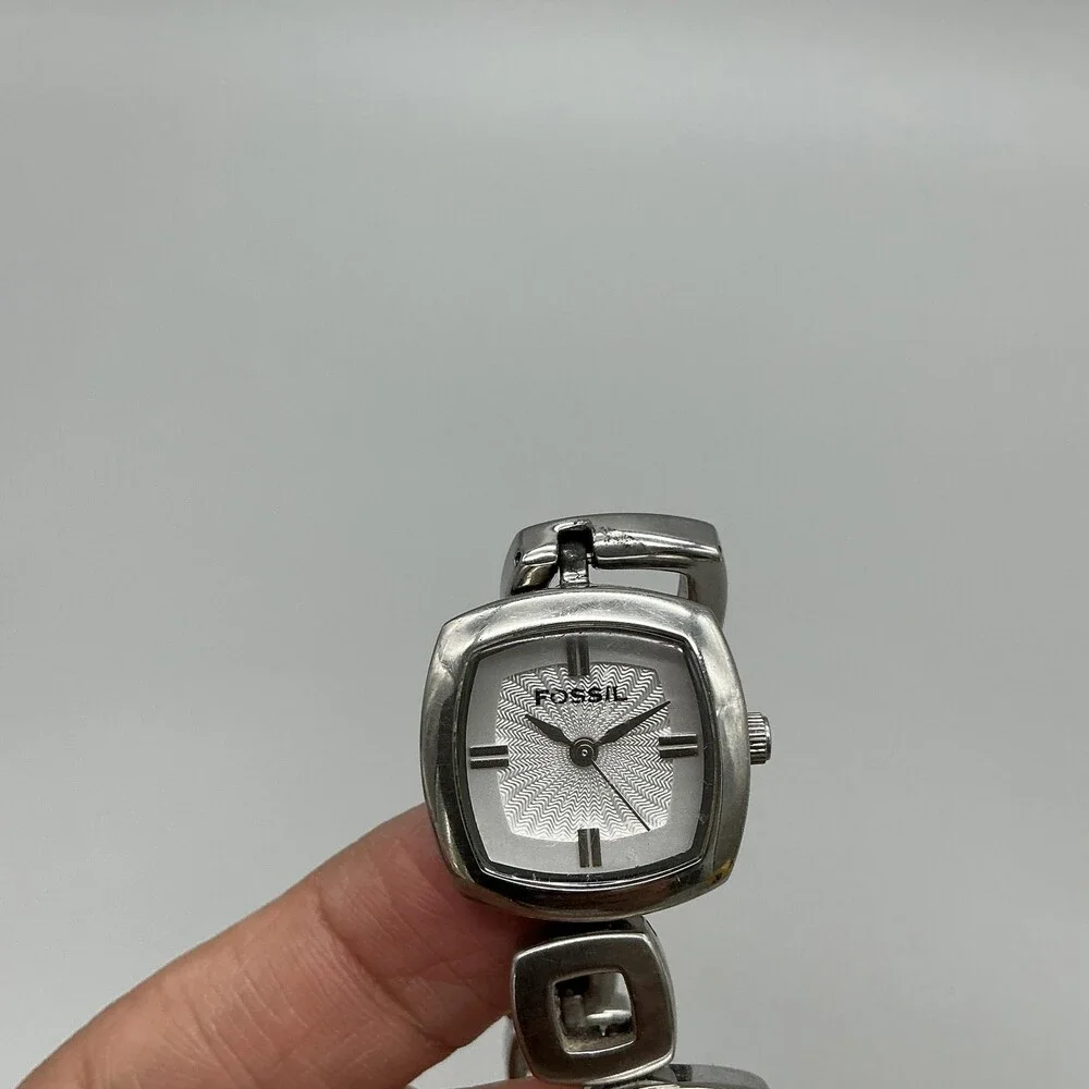 Fossil ES1869 Womens Watch 22mm Stainless Square Link New Battery 7.5
